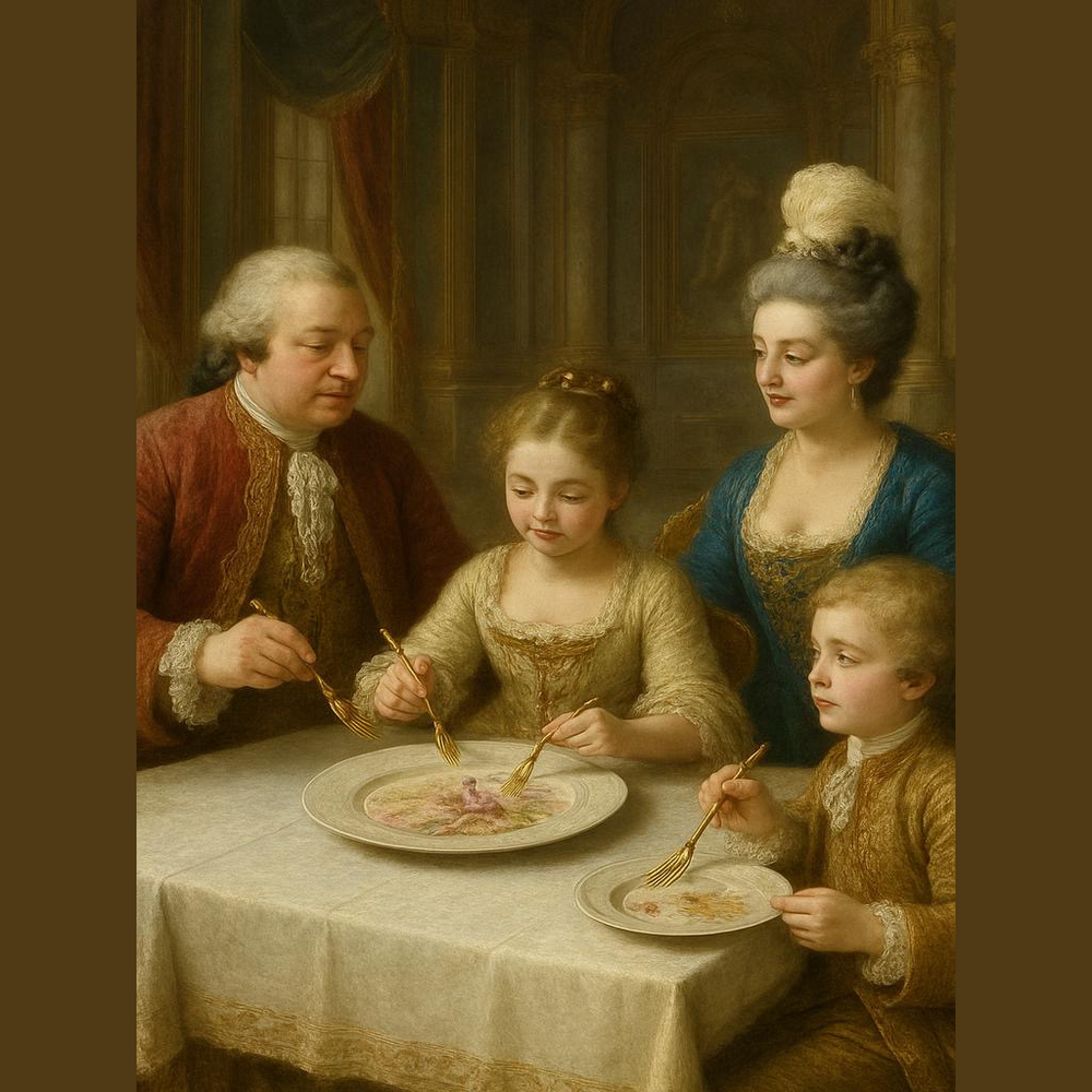 VTG. Dessert Plate and 6 Cake Forks In Original Box with Certificate - Italy